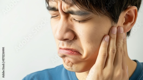 Wallpaper Mural A man with a toothache, holding their cheek in pain Torontodigital.ca