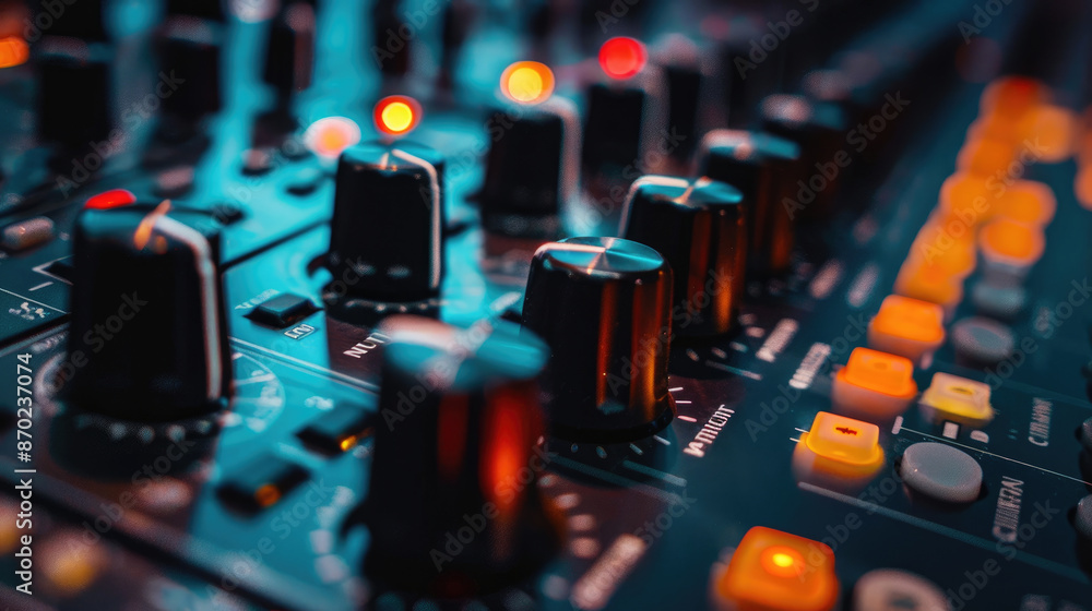 Modern Sound System Controller in Close-up View Modern Sound System Controller in Close-up View