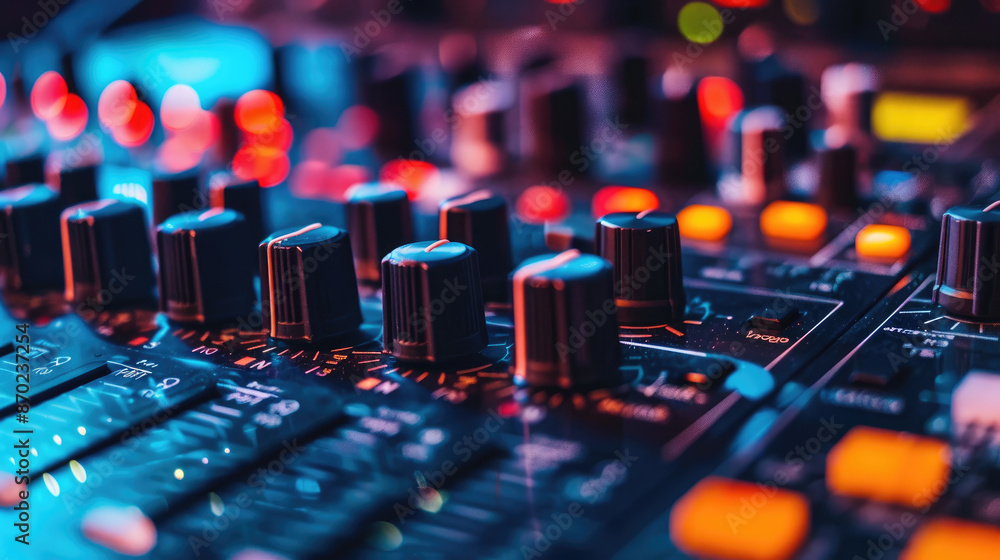 Modern Sound System Controller in Close-up View Modern Sound System Controller in Close-up View