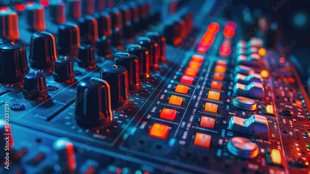 Modern Sound System Controller in Close-up View Modern Sound System Controller in Close-up View