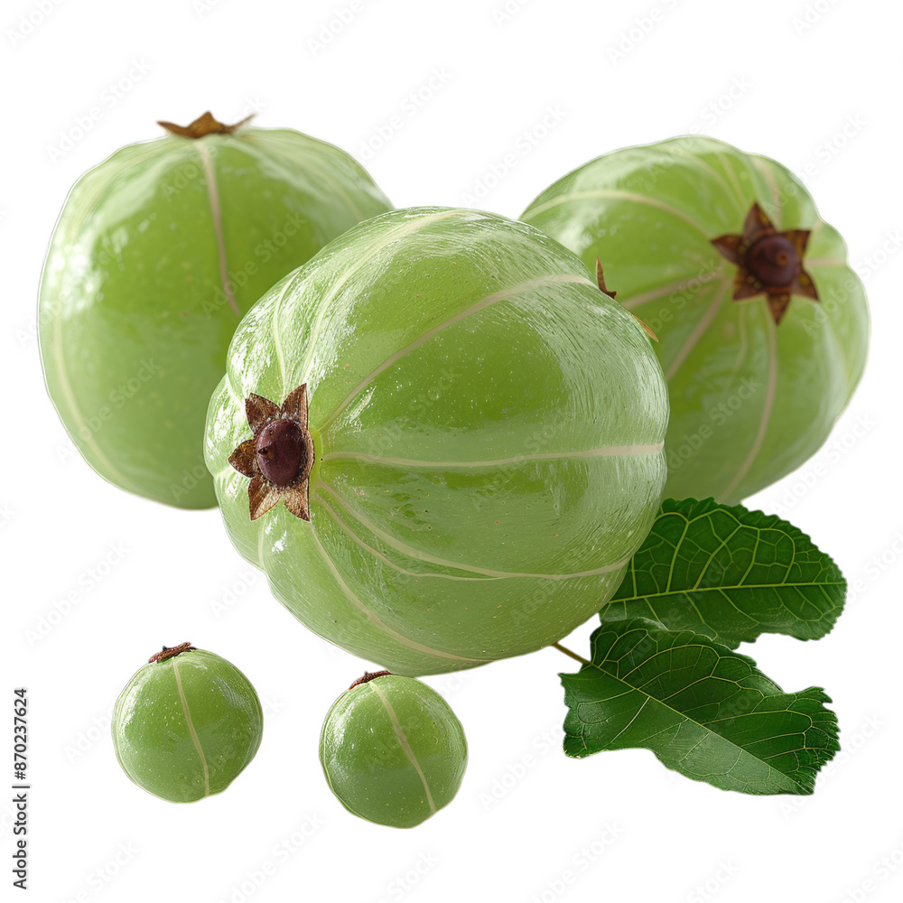 Detailed cutout of a A whole amla fruit isolated Detailed cutout of a A whole amla fruit isolated