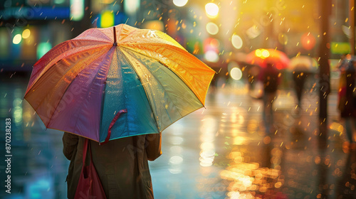 Wallpaper Mural Blurred Rainy Day Scene with People Holding Umbrellas Torontodigital.ca