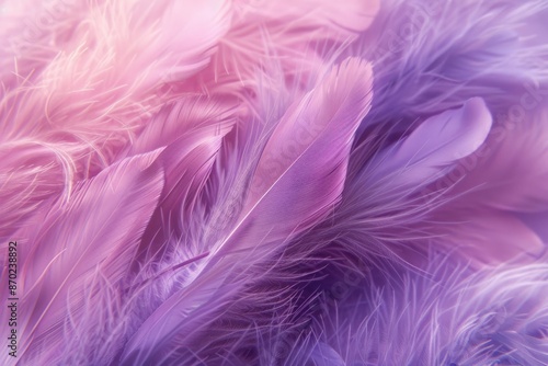 Ultra Violet feathers closeup Abstract pastel purple soft fluffy texture background design. ai generative