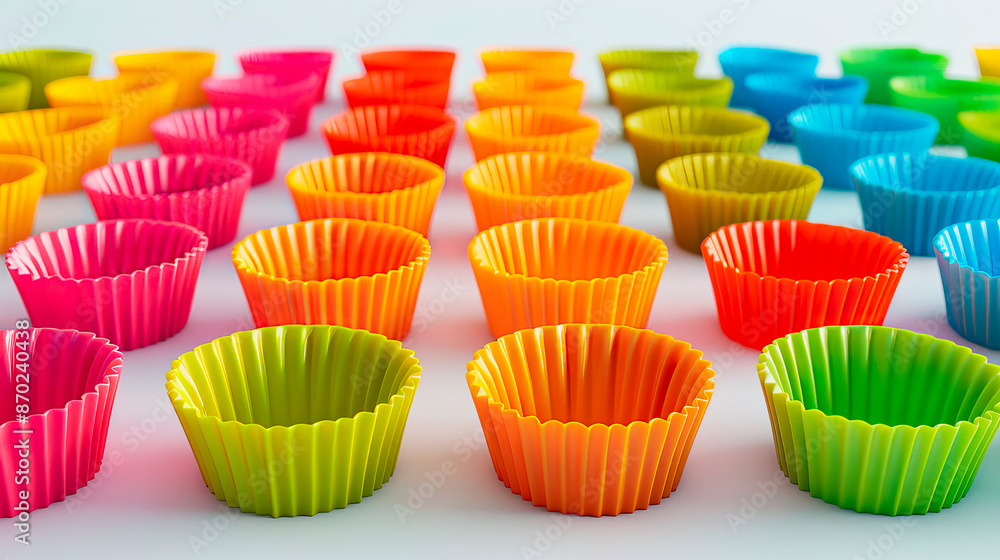 Beautiful silicone cups for cupcakes on a white background. Beautiful silicone cups for cupcakes on a white background.