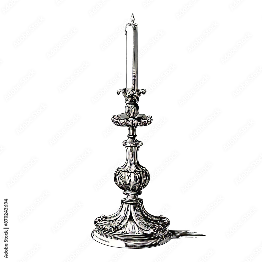 Candlestick Antique Sketch in Black and White Candlestick Antique Sketch in Black and White