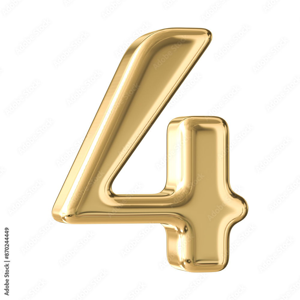 Gold 3D Number 4 Gold 3D Number 4