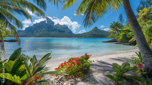 Tranquility Defined: Crystal-Clear Waters Lap at Bora Bora's Matira Beach photo