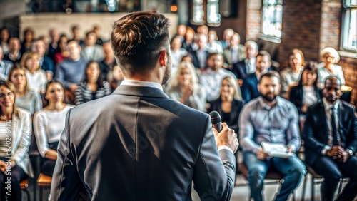 Wallpaper Mural "Professional Speaker in Lecture Hall, Audience Blur"
 Torontodigital.ca
