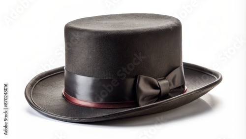 Black Top Hat Isolated On White Background.