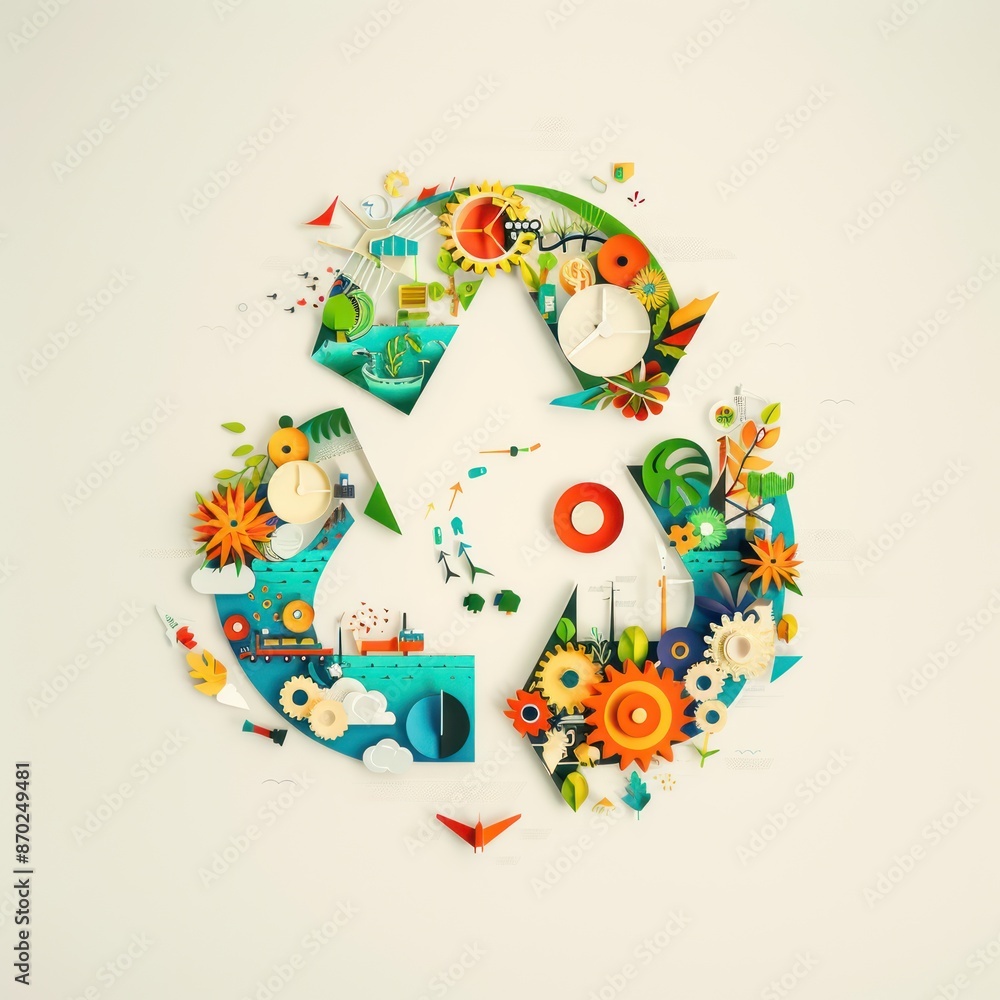 Obraz premium Visualizing the Renewable Energy Cycle: A Colorful Diagram Explaining Sources to Consumption, Generative Ai