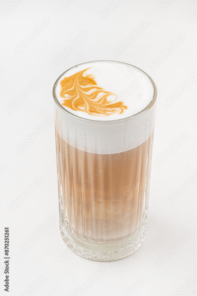cup of cappuccino on the white cup of cappuccino on the white