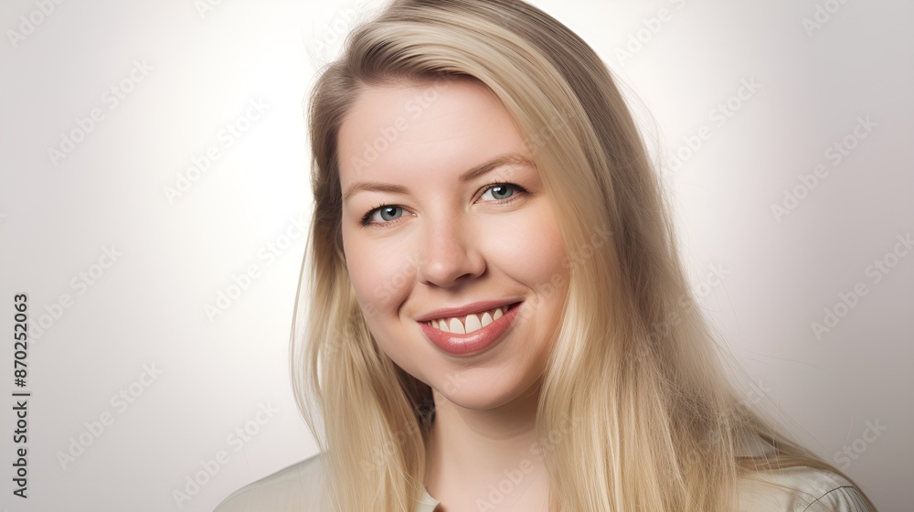 Young blond woman smiling on white background Young blond woman smiling on white background