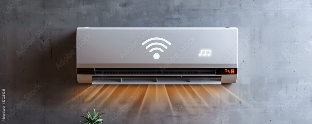 Streamlined Smart Split Unit with Visible Wireless Connectivity Icon for Efficient Climate Control Streamlined Smart Split Unit with Visible Wireless Connectivity Icon for Efficient Climate Control