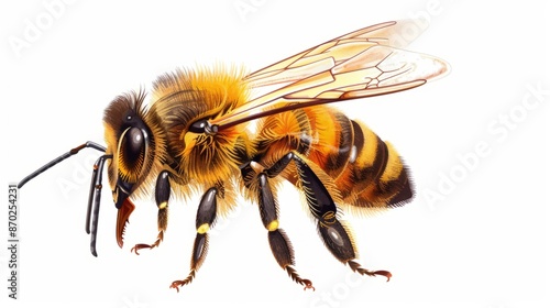 Vector illustration of a bee on white background