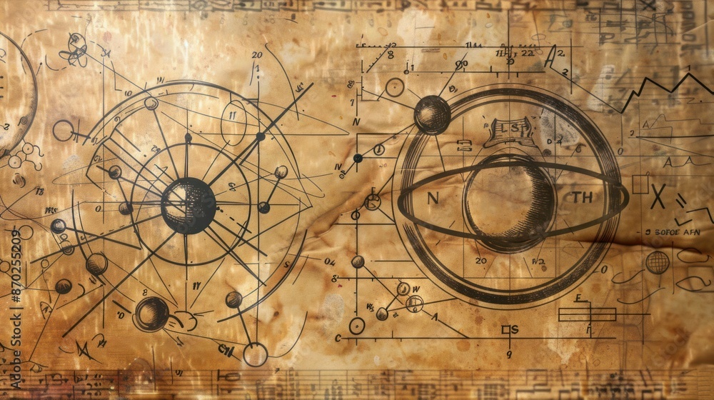 Illustration of scientific symbols and mathematical equations Illustration of scientific symbols and mathematical equations