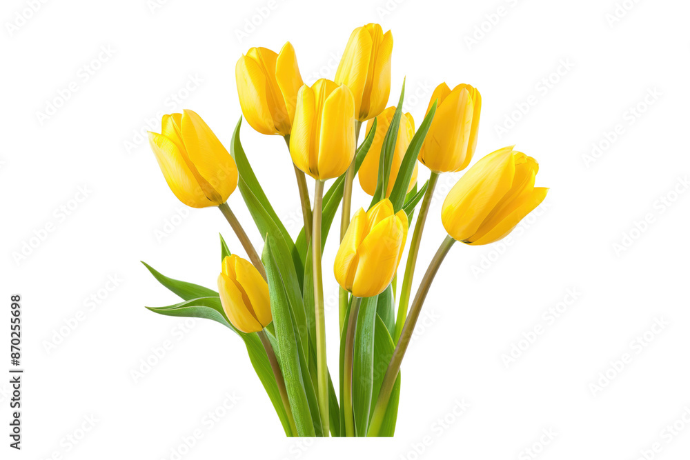 Bunch of yellow tulips isolated on transparent background Bunch of yellow tulips isolated on transparent background