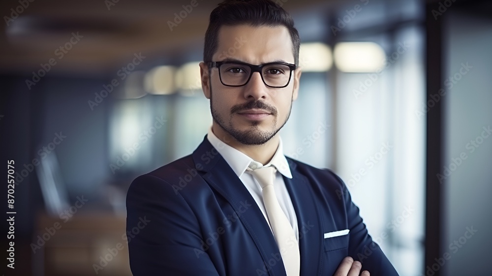 Fototapeta premium Successful businessman looking at camera in office