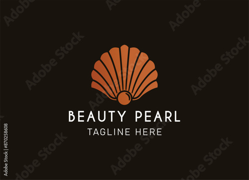 Premium Seashell minimalist logo vector inspiration. the pearl luxury line art style design.
