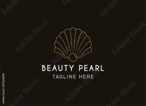 Premium Seashell minimalist logo vector inspiration. the pearl luxury line art style design.