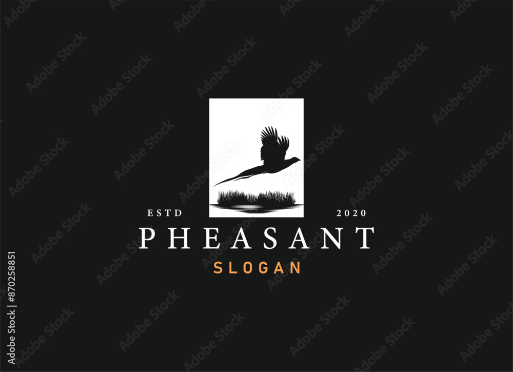 Obraz premium silhouette of pheasant logo design. Beauty pheasant logo