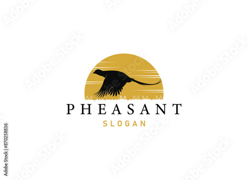 silhouette of pheasant logo design. Beauty pheasant logo