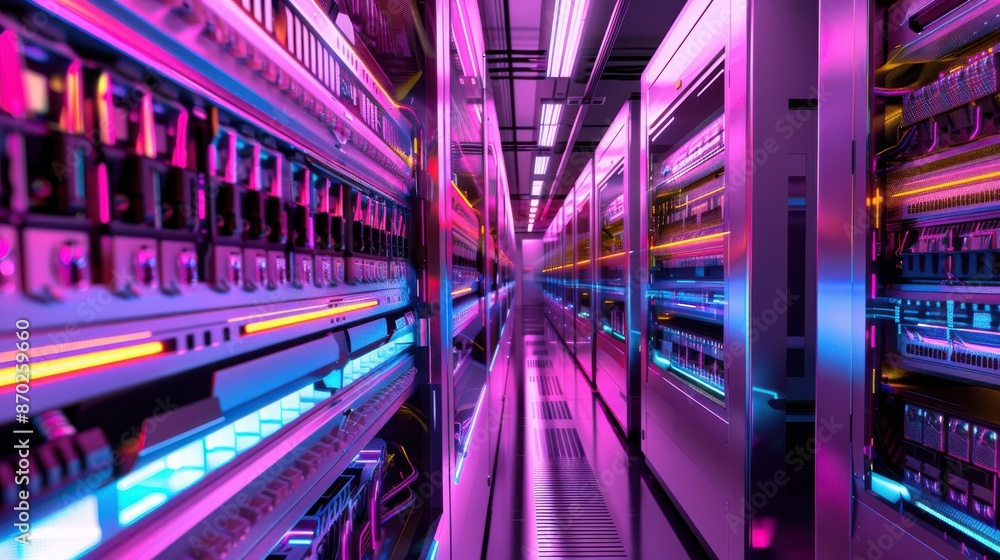 Advanced lithiumion battery arrays in a modern facility, futuristic tone, vivid color scheme, side view, showcasing highcapacity energy storage Advanced lithiumion battery arrays in a modern facility, futuristic tone, vivid color scheme, side view, showcasing highcapacity energy storage