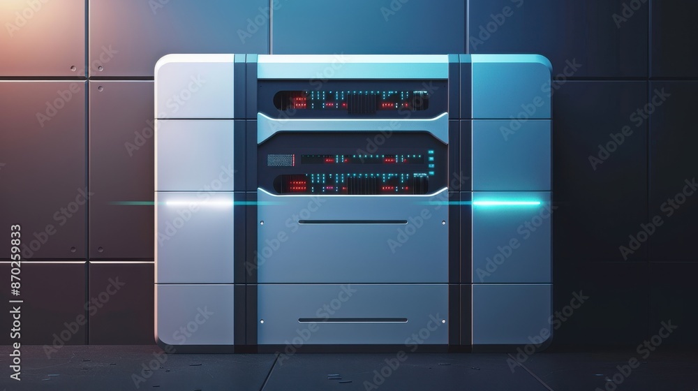 Backup energy storage systems with smart integration, robotic tone, complementary color scheme, front view, promoting reliable energy storage Backup energy storage systems with smart integration, robotic tone, complementary color scheme, front view, promoting reliable energy storage
