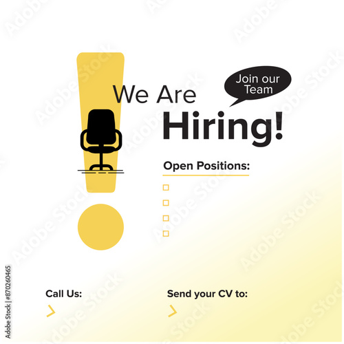 We are Hiring. Join Our team. Vacancy. Job Poster. Social Media Design Template Vector Design