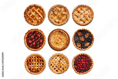 Collection of pie isolated on transparent background