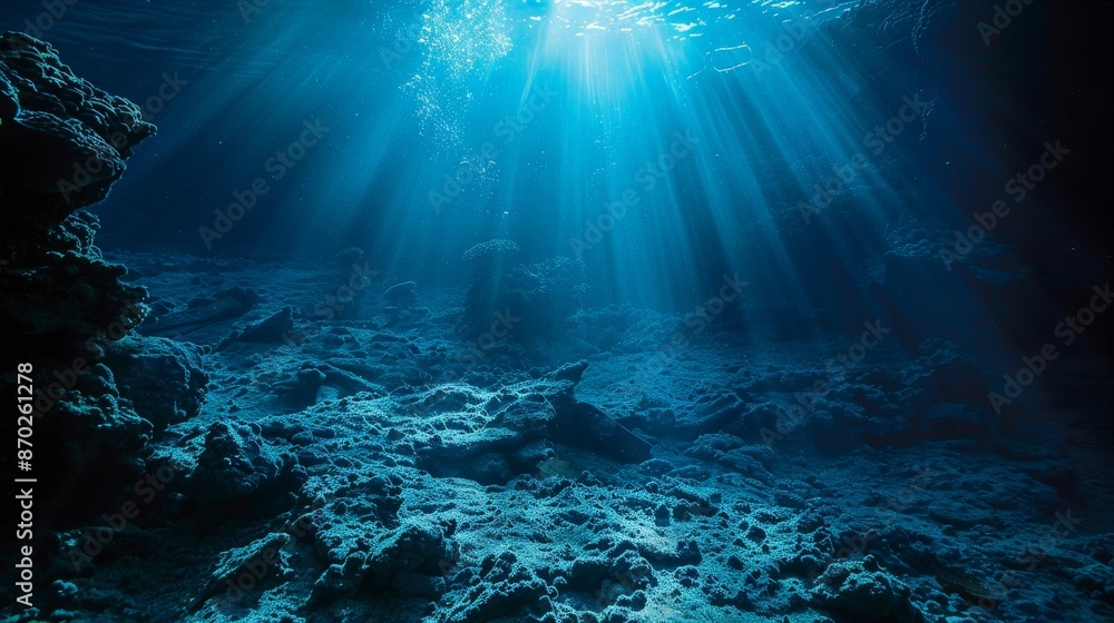 Obraz premium The sea's mysterious depths, shrouded in darkness and secrecy, hold untold treasures and secrets waiting to be discovered.