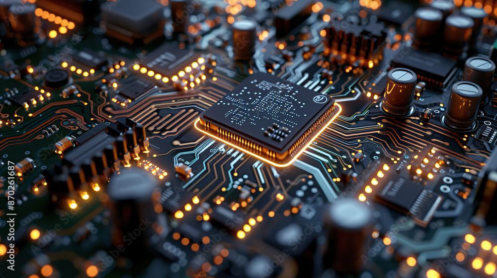 Obraz premium Electronic components, integrated circuit boards, electronic devices