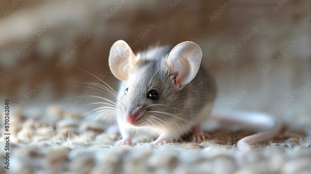 Gray small cute mouse on wooden background. Gray small cute mouse on wooden background.