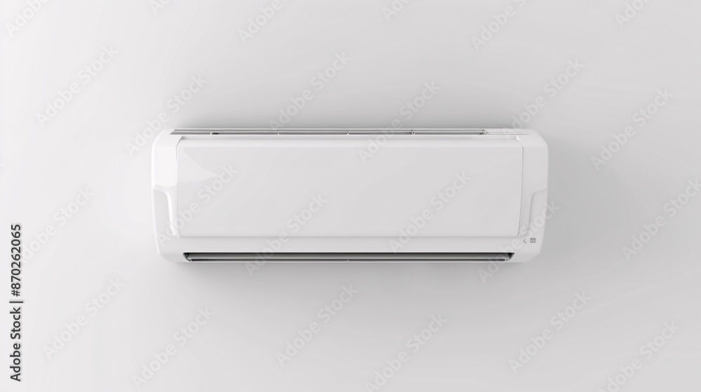 3D illustration. Wall-mounted Air Conditioner on blank background as a separate object. 3D illustration. Wall-mounted Air Conditioner on blank background as a separate object.