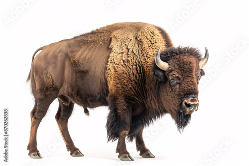 a bison standing on a white background
