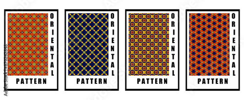 Set of 4 Oriental pattern for textiles, wallpapers, business cards, leaflets, for use in graphics