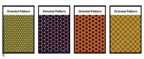 Set of 4 Oriental pattern for textiles, wallpapers, business cards, leaflets, for use in graphics