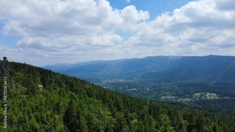 Summer Saastal Saas-Fee Switzerland aerial photography drone mountain larch forest coniferous top clouds Swiss Alps mountain peaks valley drone movement Summer Saastal Saas-Fee Switzerland aerial photography drone mountain larch forest coniferous top clouds Swiss Alps mountain peaks valley drone movement
