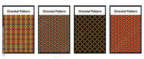 Set of 4 Oriental pattern for textiles, wallpapers, business cards, leaflets, for use in graphics