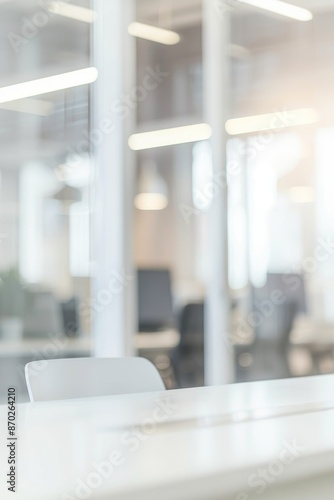 Blurred background of a light white modern office interior