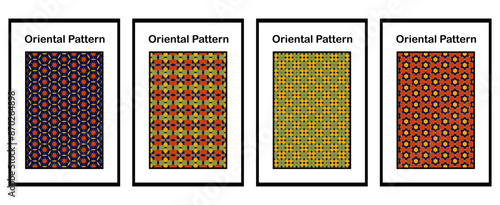 Set of 4 Oriental pattern for textiles, wallpapers, business cards, leaflets, for use in graphics