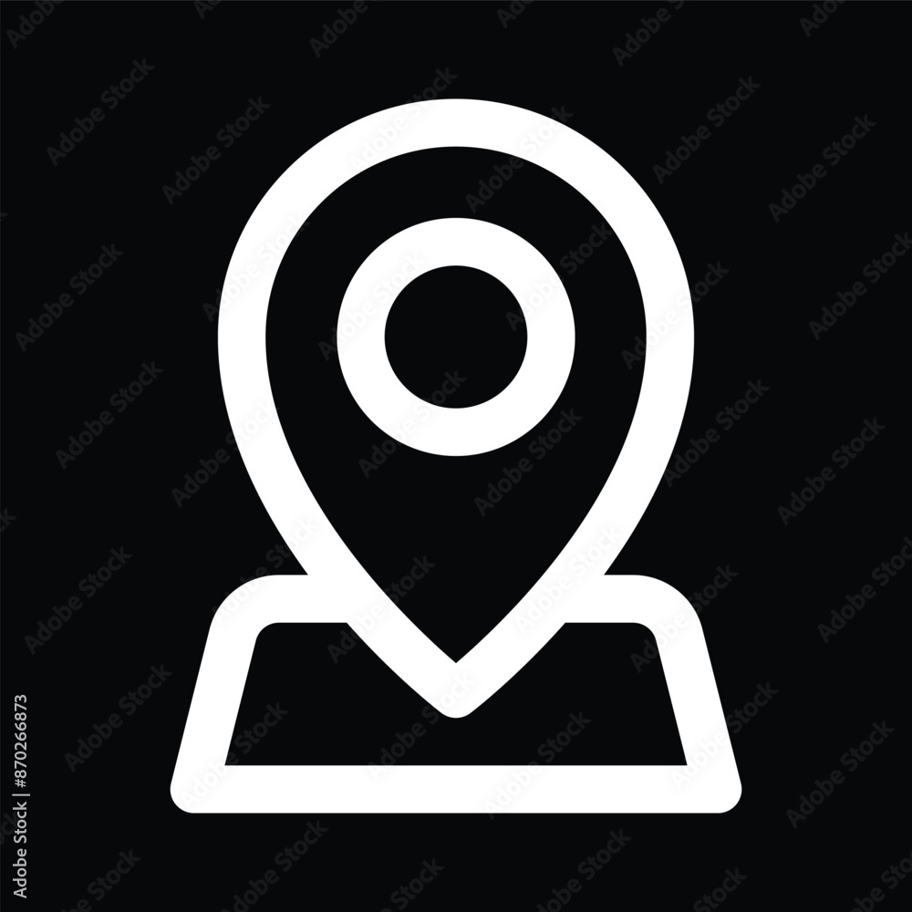 White Location Icon with Pinpoint White Location Icon with Pinpoint