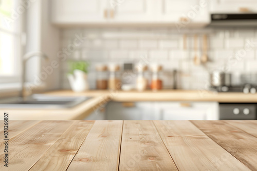 Wooden kitchen countertop in modern home