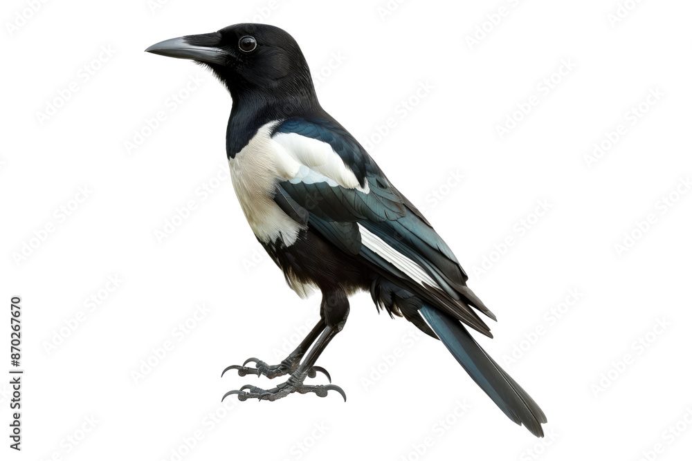 Fototapeta premium Feathered magpie isolated on transparent background