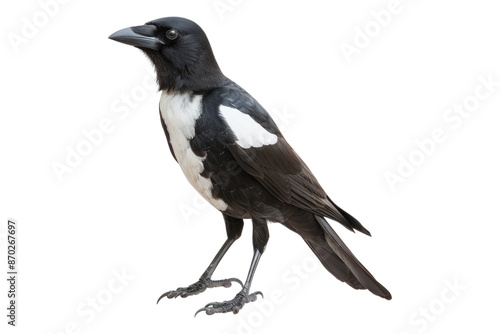 Feathered magpie isolated on transparent background