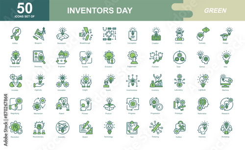 Inventors Day icon set
