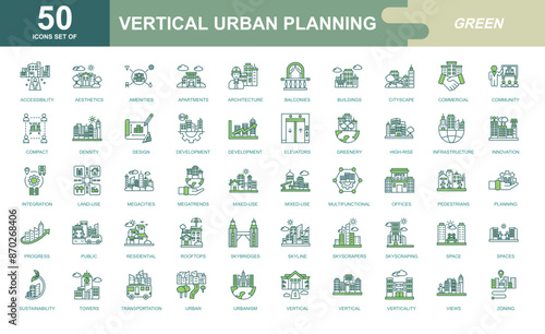 Vertical Urban Planning icon set