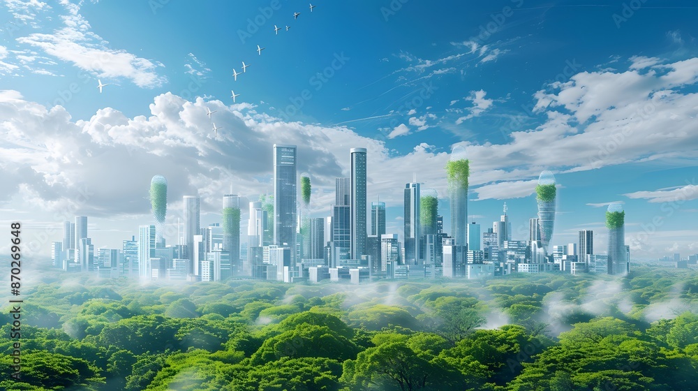 Futuristic city skyline with advanced architecture and green spaces, representing urban development in 2025. Futuristic city skyline with advanced architecture and green spaces, representing urban development in 2025.