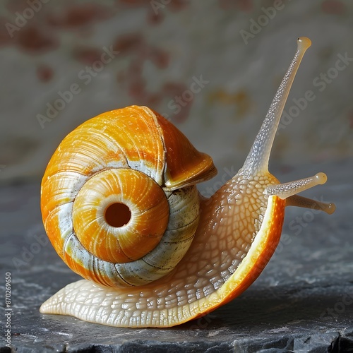 Snail mixed with orange fruit photo