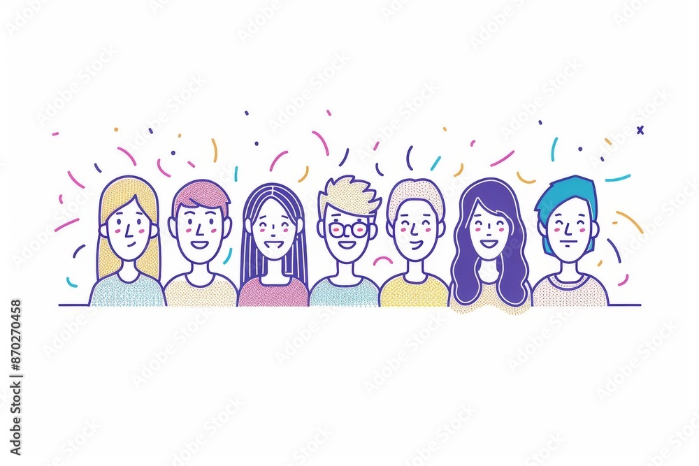 Digital Illustration of a Group of Diverse Faces in a Colorful Array Digital Illustration of a Group of Diverse Faces in a Colorful Array
