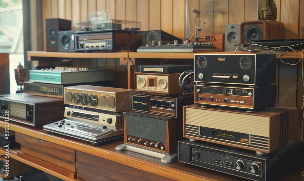 Fototapeta premium Vintage Stereo System with Multiple Components
